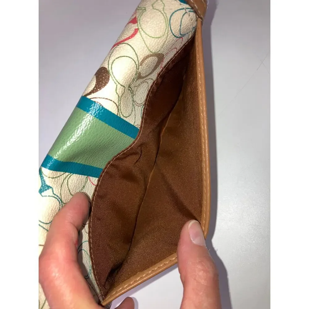 COACH SIGNATURE MULTI COLOR SIGNATURE LEATHER WALLET